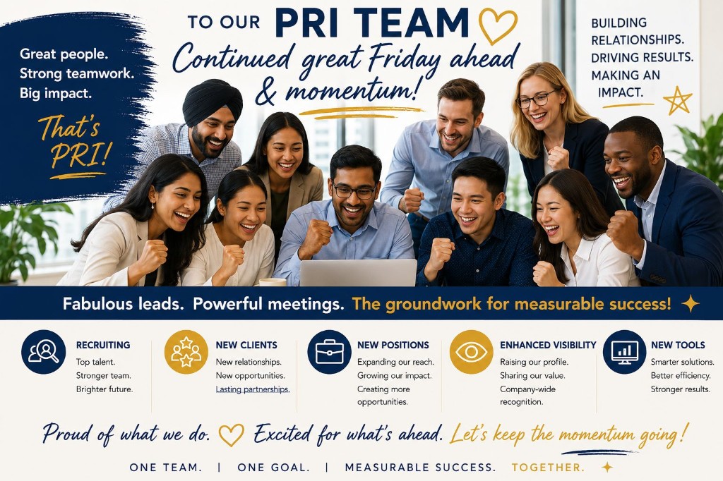 PRI Team celebration — great people, strong teamwork, big impact